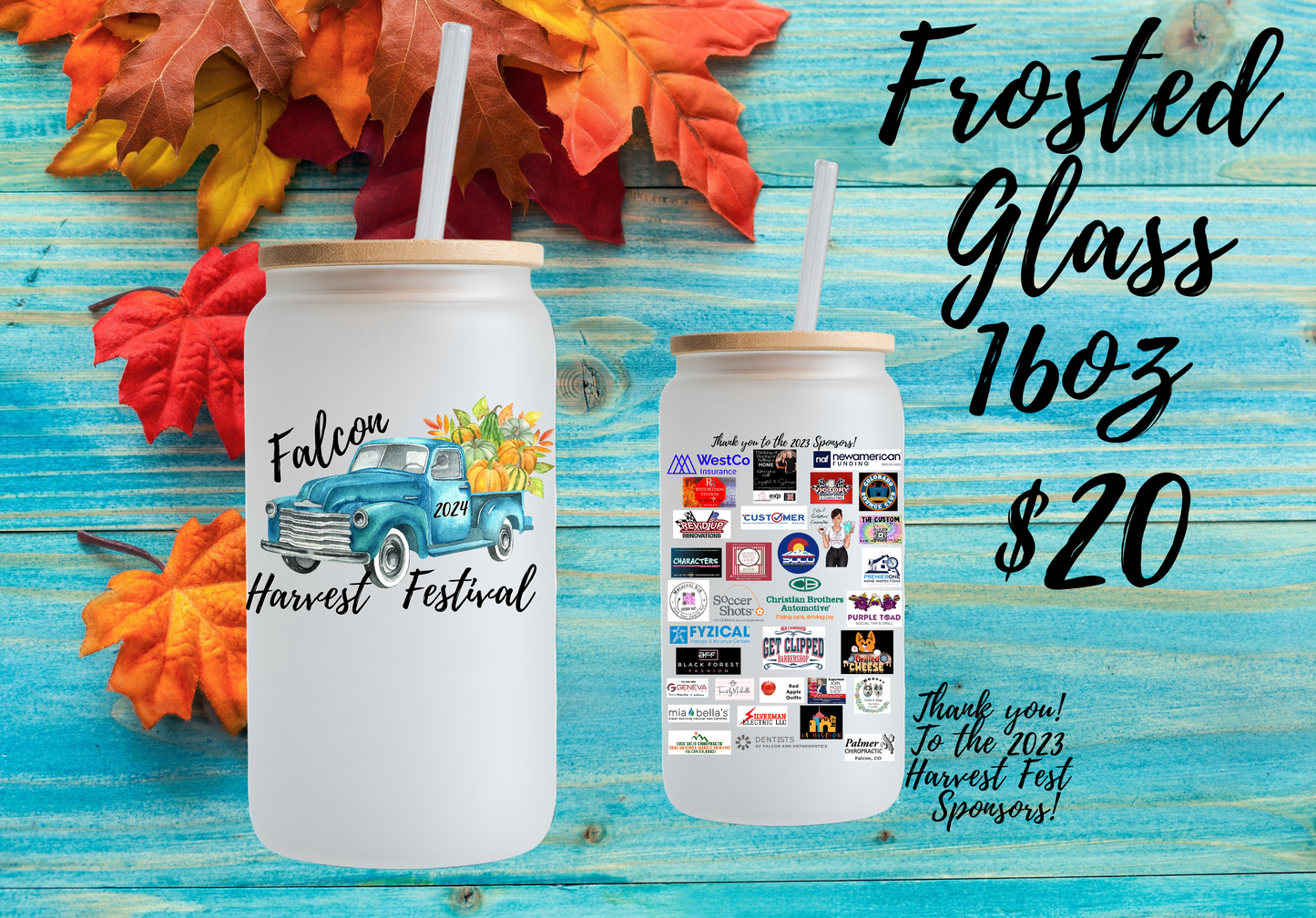 2024 Harvest Festival 16 oz Frosted Glass Tumbler