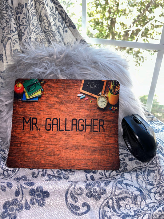 TEACHER Wooden Desk - Personalized Mouse Pad