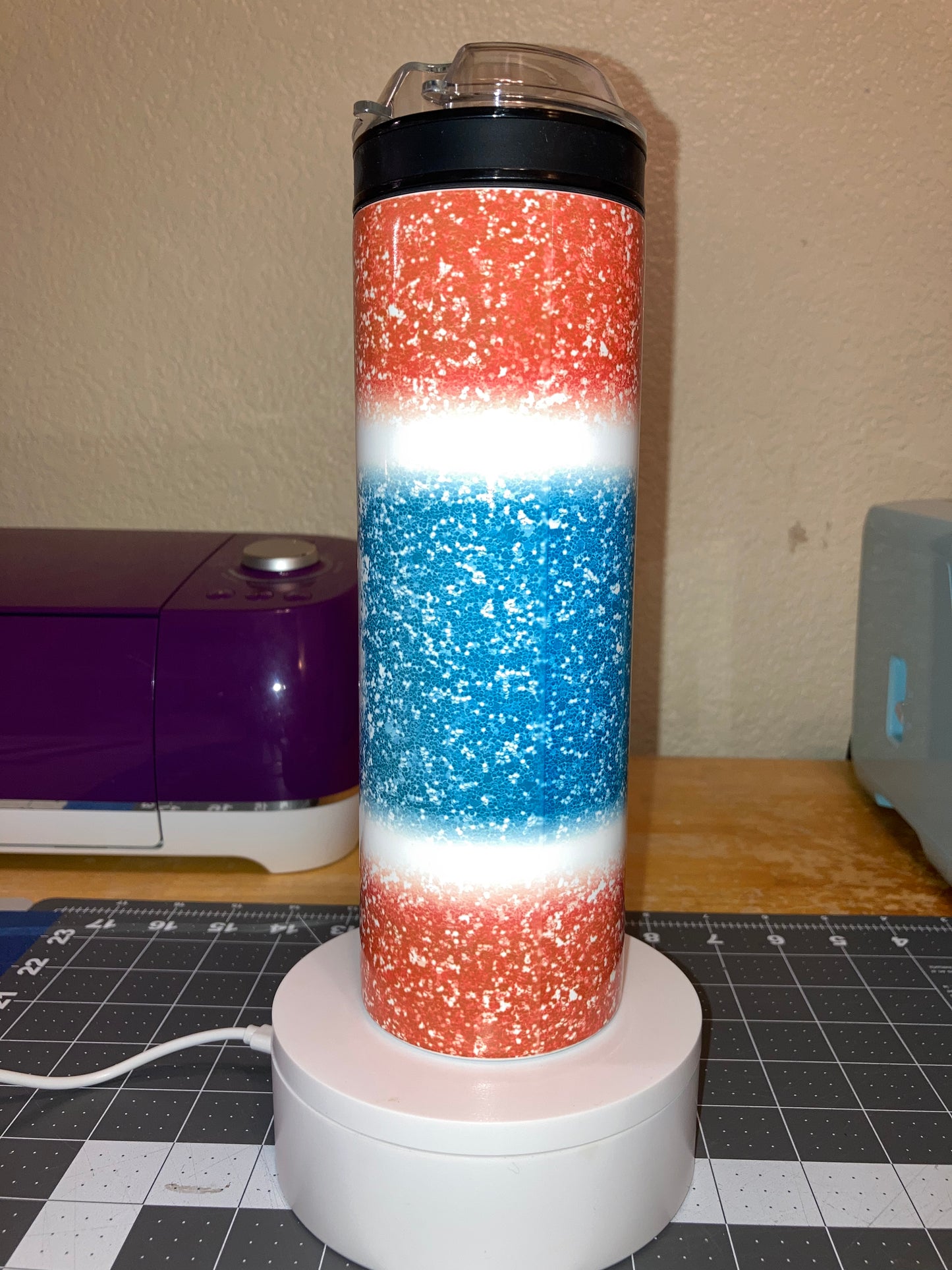 20 Oz Tumbler - RWB Glitter Love